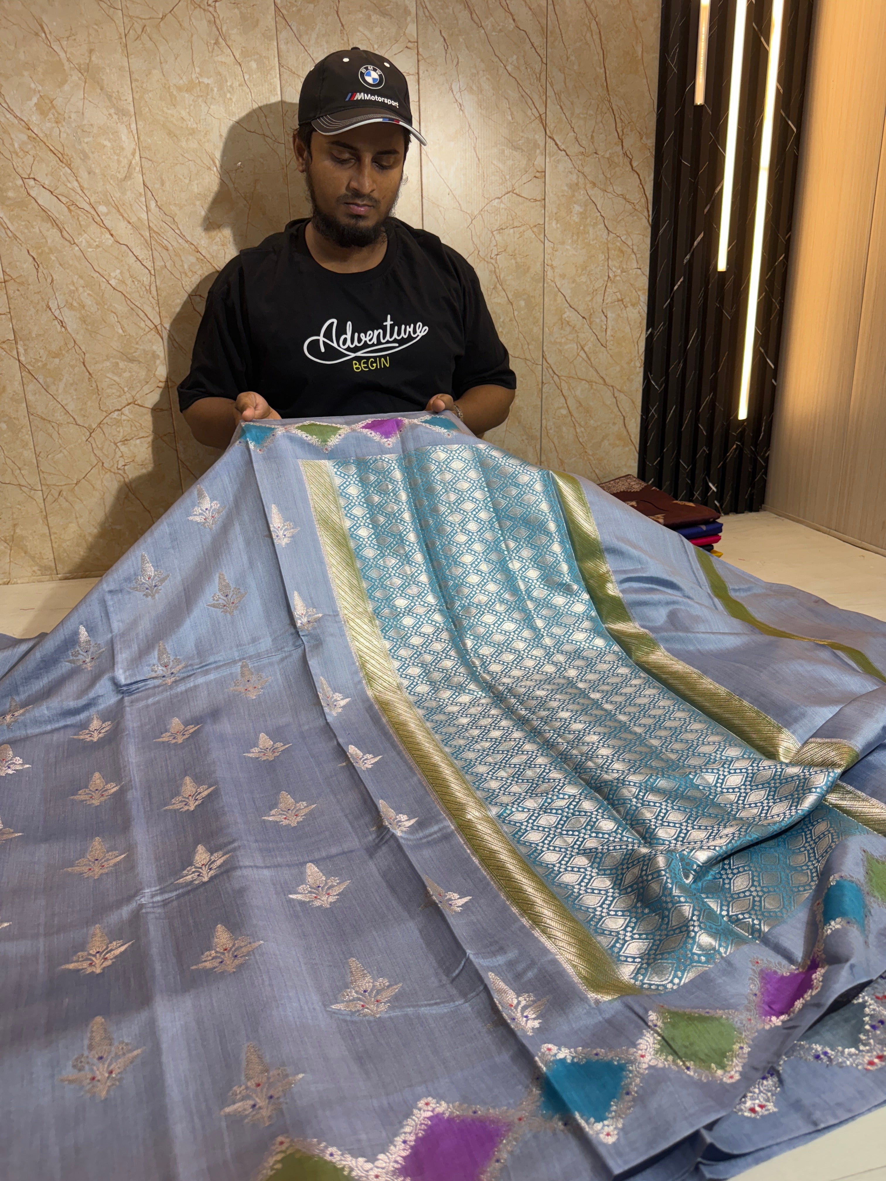 Pure Chiniya Silk Saree With Handbrush Work Border Buti Design Saree