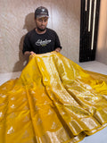 Pure Chiniya Silk Zari Border Buti Design Saree