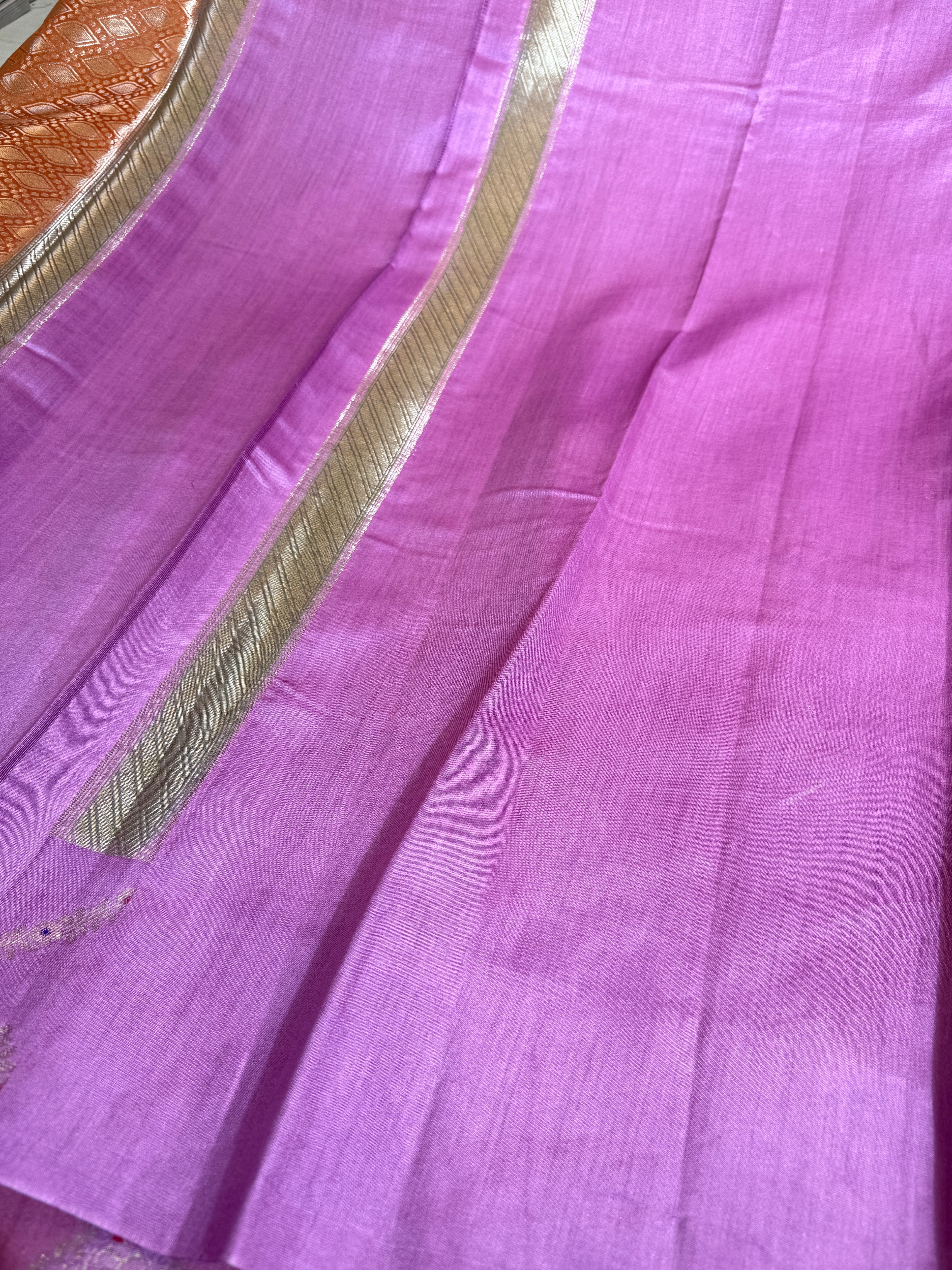 Pure Chiniya Silk Saree With Handbrush Work Border Buti Design Saree