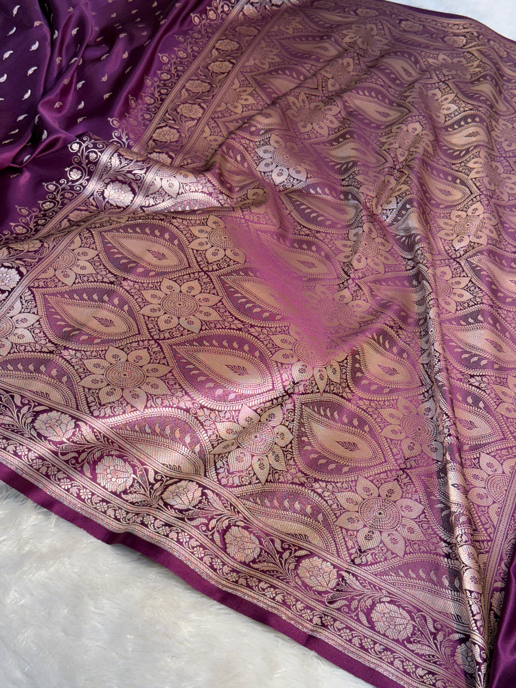 Mashru Silk Banarasi booti Saree Zari Border Pallu