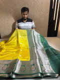Premium Banarasi Pure Viscose Silk Saree With Contrast Border And Pallu