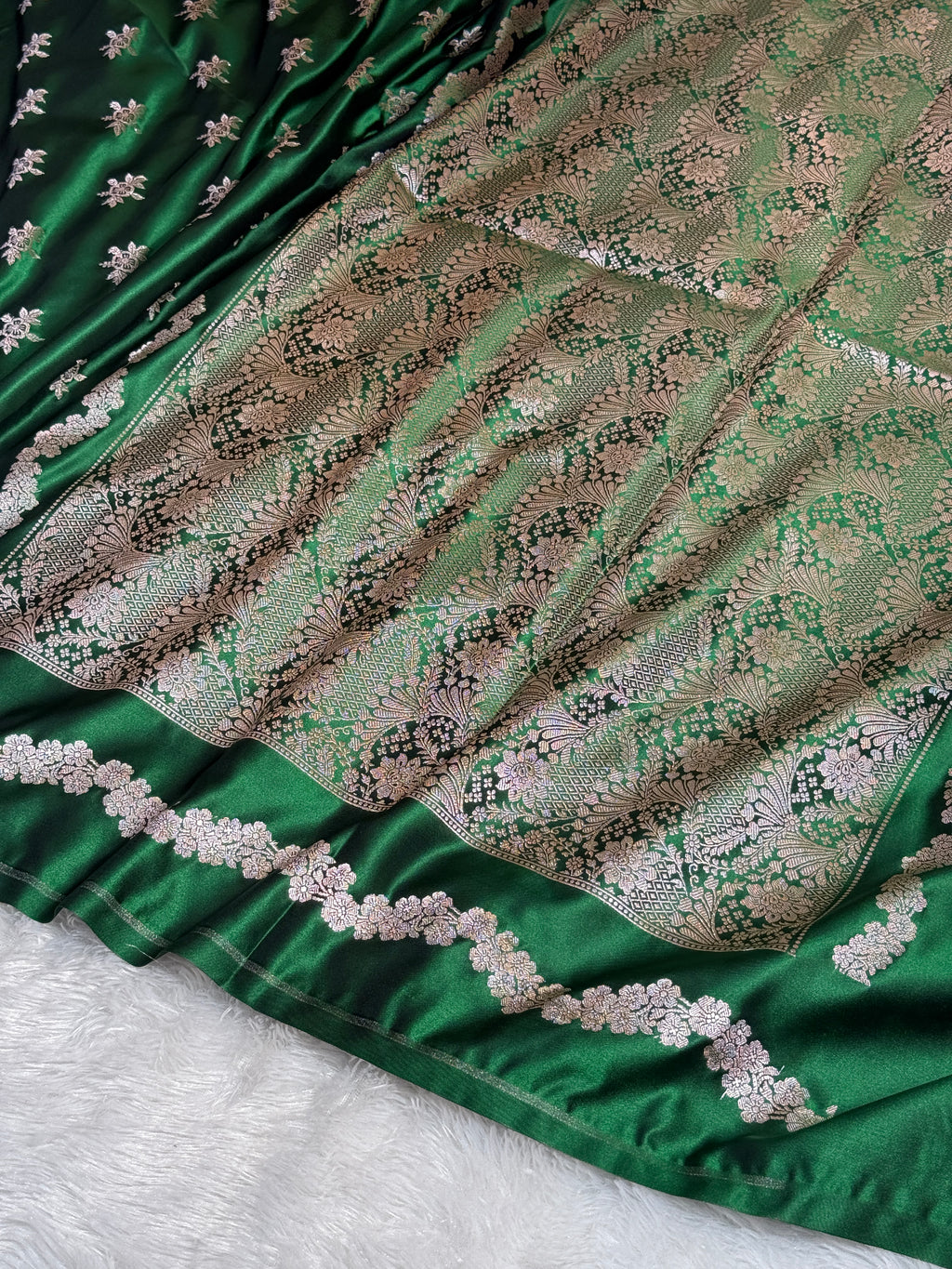 Mashru Silk Banarasi Booti Saree Zari Border Pallu