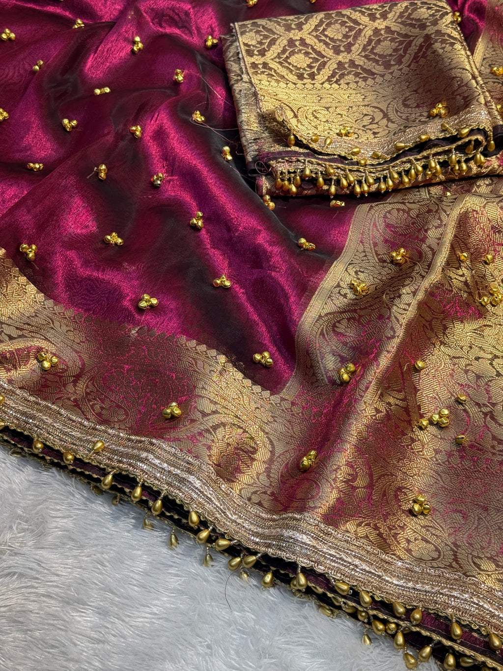 Premium Banarasi Soft Tissue Saree X Viral Ghungroo Work