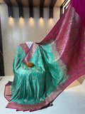 Banarasi Luxurious Meenakari Satin Silk Katan Saree With Contrast Border Pallu