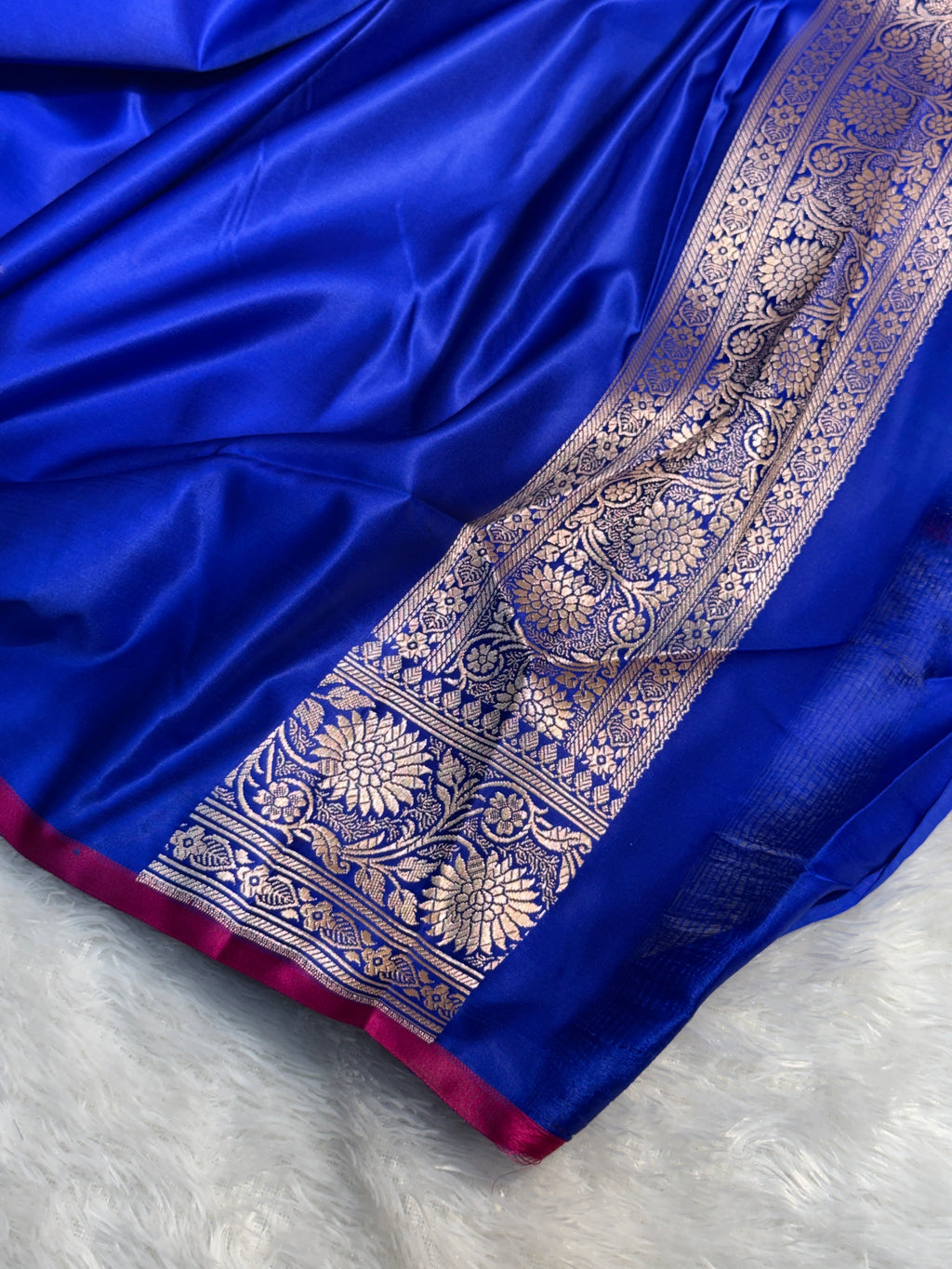 Mashru Silk Banarasi Plain Saree Zari Border Pallu