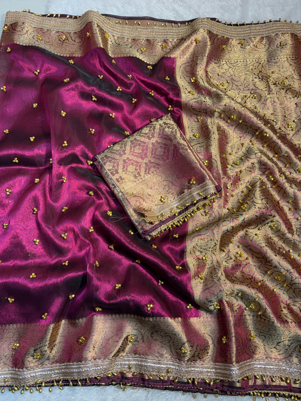 Premium Banarasi Soft Tissue Saree X Viral Ghungroo Work