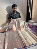 Luxurious Banarasi Pure Tissue Brocade Silk Saree With Plain Blouse Piece