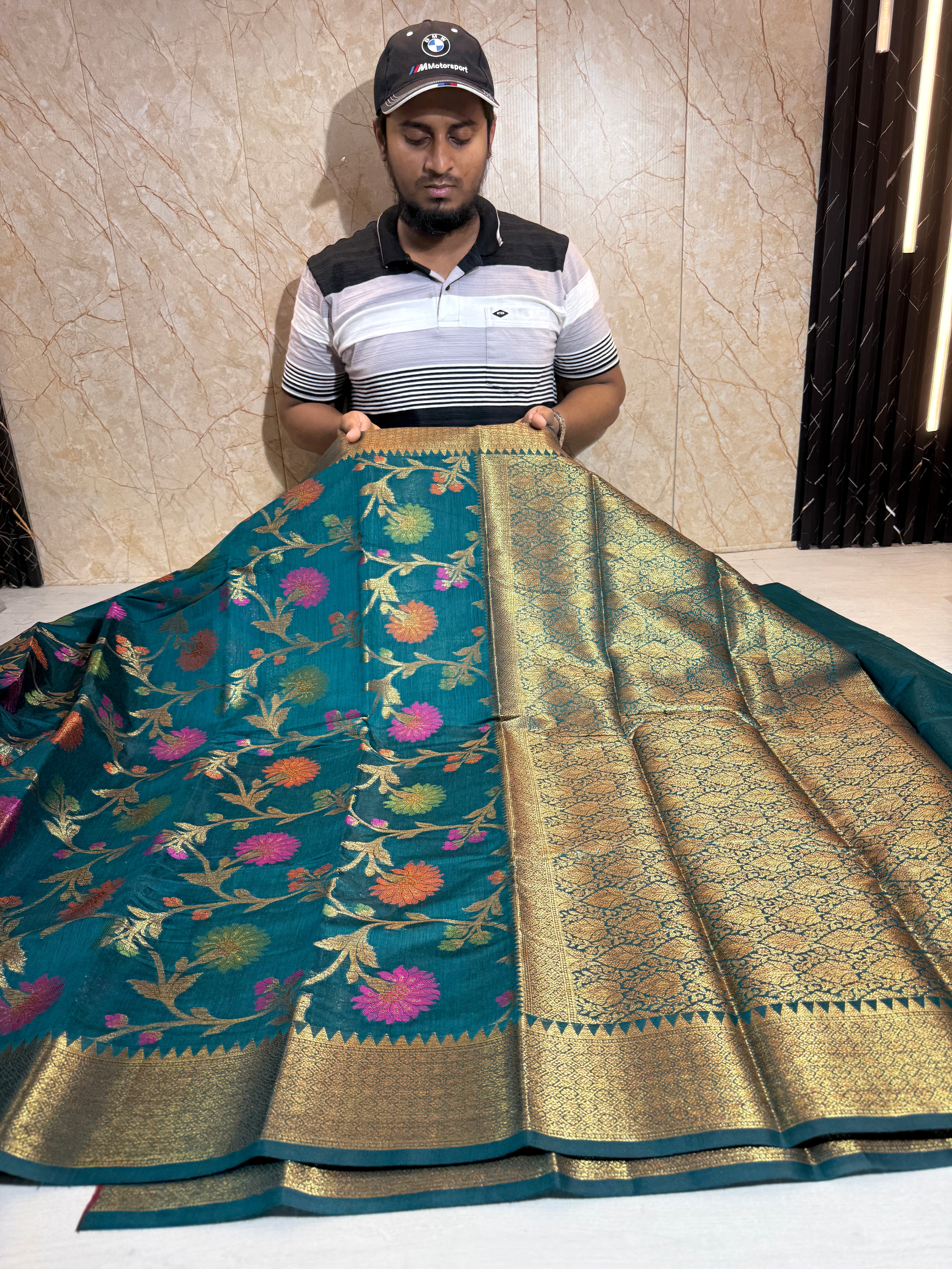 Soft Eri Silk Banarsi Weaving Jaal Pattern Saree