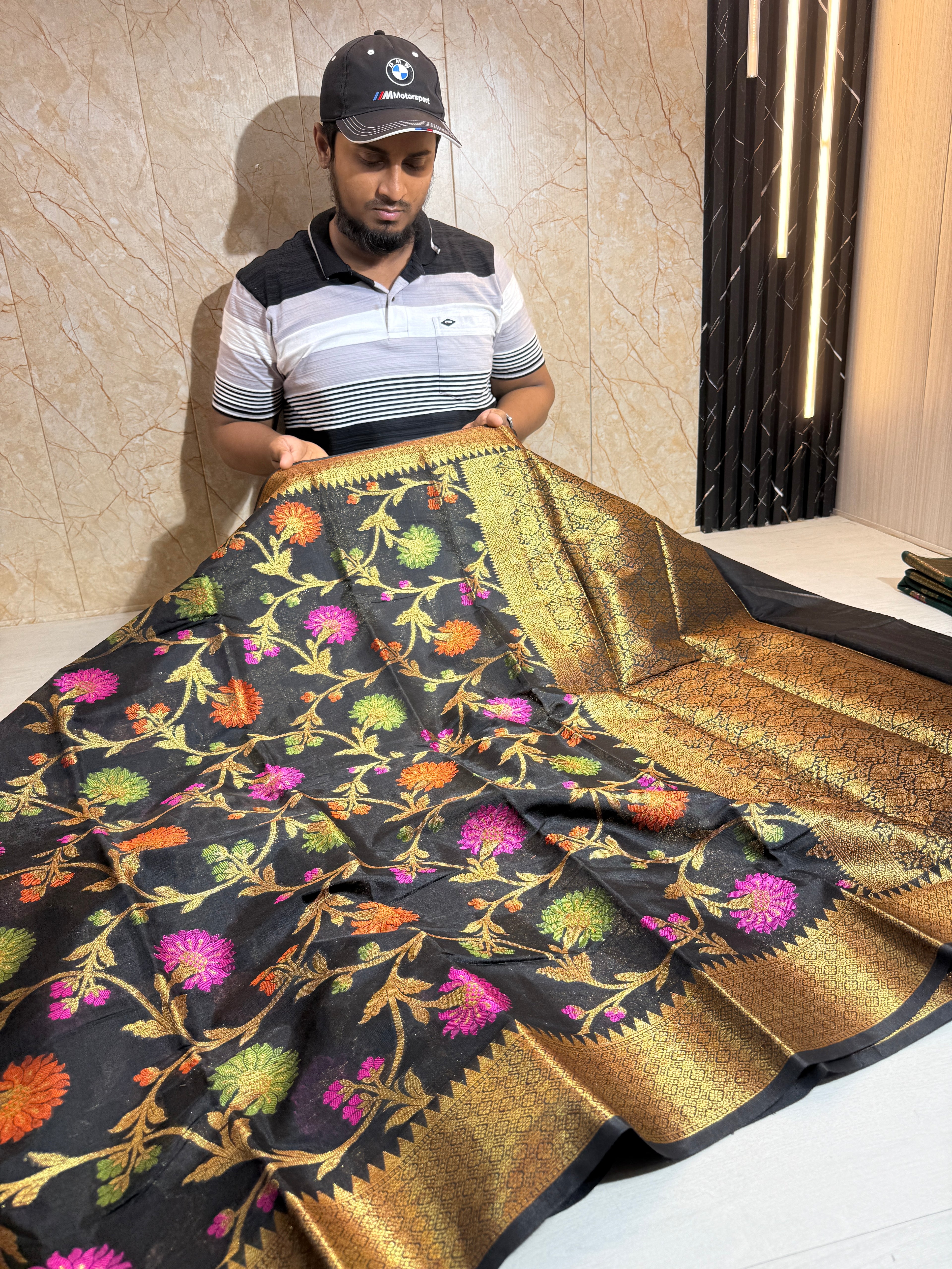 Soft Eri Silk Banarsi Weaving Jaal Pattern Saree