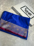 Mashru Silk Banarasi Plain Saree Zari Border Pallu