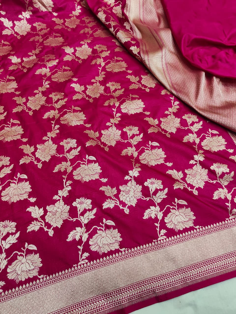 Pure Katan Silk Zari Border Jaal Design Saree