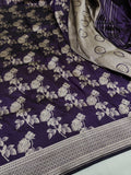 Pure Katan Silk Zari Border Gulab Buta Type Jaal Design Saree