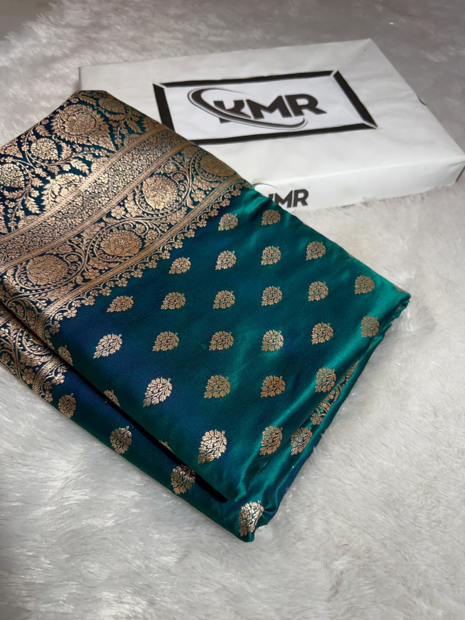 Mashru Silk Banarasi Zari Border Buti Design Saree
