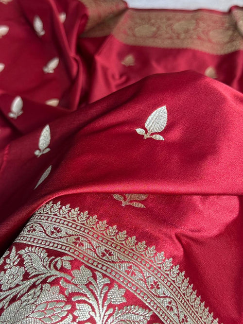 Mashru Silk Banarasi Zari Border Buti Design Saree