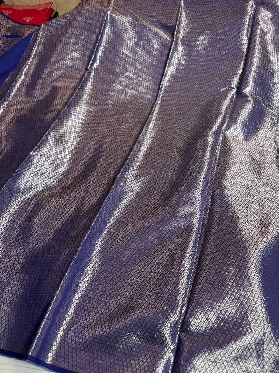 Pure Chiniya Silk Zari Border Buti Design Saree