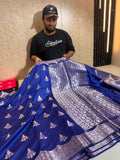 Pure Chiniya Silk Zari Border Buti Design Saree