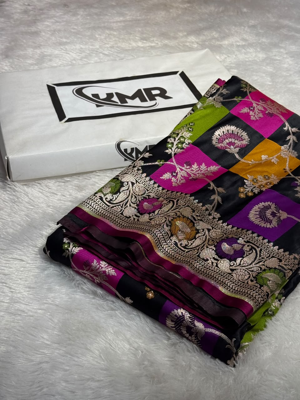 Pure Banarasi Rangkaat Silk Zari Border Saree