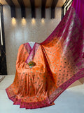 Satin Katan Silk Contrast Dyeble Saree