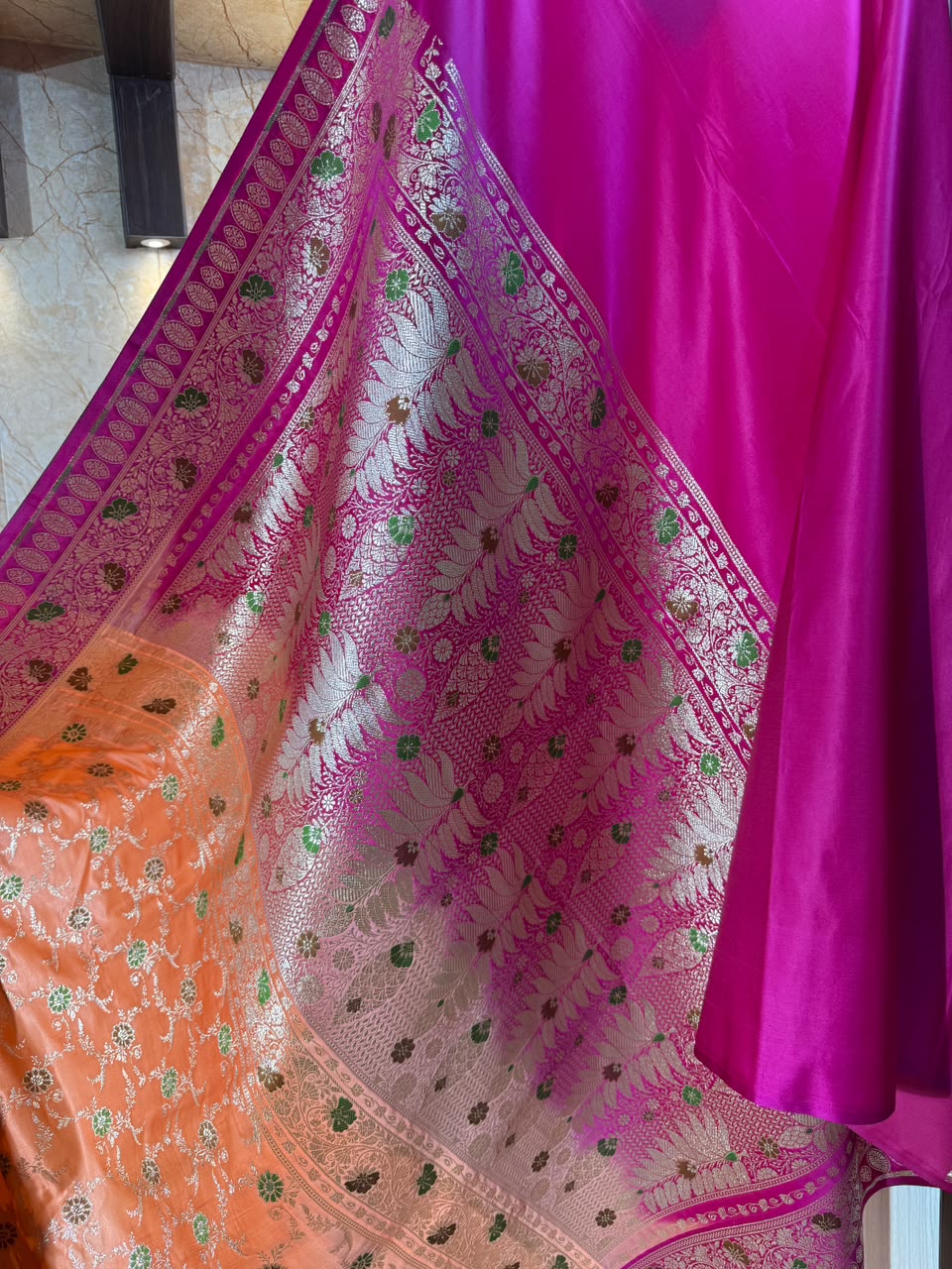 Satin Katan Silk Contrast Dyeble Saree