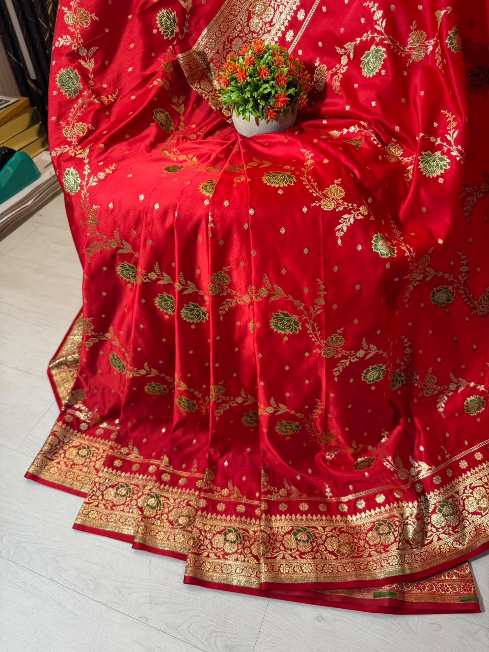 Satin Katan Silk Contrast Dyeble Saree
