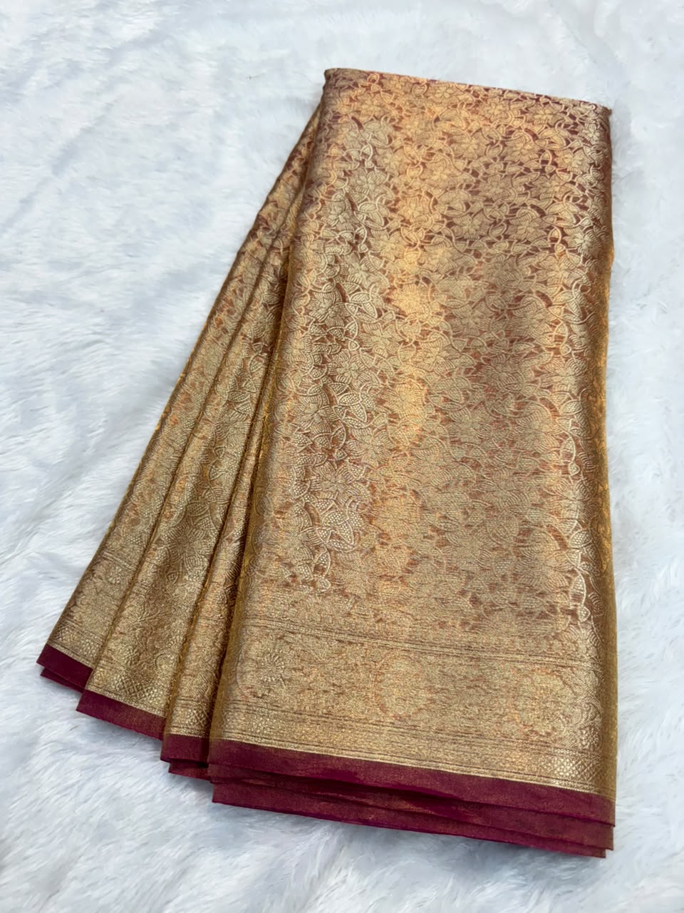 Pure Tissue Silk Tanchoi Jaal Design Saree