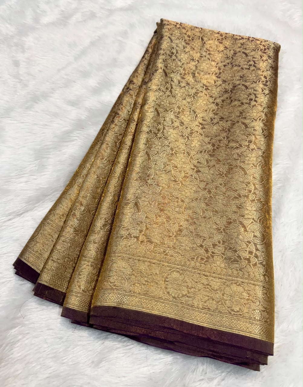 Pure Tissue Silk Tanchoi Jaal Design Saree